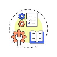 Product documents multi color concept icon. Instructions, manuals, certificates. Key goods information. Round shape line illustration. Abstract idea. Graphic design. Easy to use in presentation vector