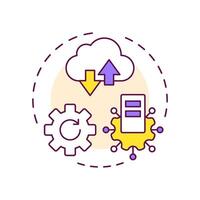 Bulk data import and export multi color concept icon. Managing catalogs. Benefit of using PIM system. Round shape line illustration. Abstract idea. Graphic design. Easy to use in presentation vector