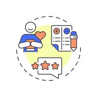 Customer testimonials multi color concept icon. Reviews, ratings and feedback. Key product information. Round shape line illustration. Abstract idea. Graphic design. Easy to use in presentation vector