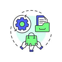 Product information management multi color concept icon. Centralized data collecting system. E commerce. Round shape line illustration. Abstract idea. Graphic design. Easy to use in presentation vector