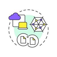 Product data syndication multi color concept icon. Distributing synchronizing information. Feature of PIM. Round shape line illustration. Abstract idea. Graphic design. Easy to use in presentation vector