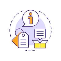 Basic product details multi color concept icon. Essential attributes of identification. Goods data sheet. Round shape line illustration. Abstract idea. Graphic design. Easy to use in presentation vector