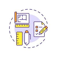 Technical data multi color concept icon. Measurable attributes of goods. Product information sheet. Round shape line illustration. Abstract idea. Graphic design. Easy to use in presentation vector