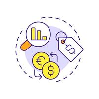 Pricing information multi color concept icon. Financial details of goods analytics. Product data sheet. Round shape line illustration. Abstract idea. Graphic design. Easy to use in presentation vector