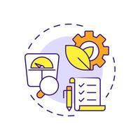 Product specifications multi color concept icon. Features and performance capabilities. Goods data sheet. Round shape line illustration. Abstract idea. Graphic design. Easy to use in presentation vector