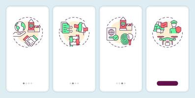 Four filter model onboarding mobile app screen. IBM system work. Walkthrough 4 steps editable graphic instructions with linear concepts. UI, UX, GUI vector