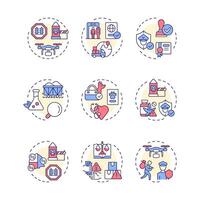 Integrated border management multi color concept icons. Security authorities cooperation. National service. Icon pack. Round shape illustrations for brochure. Abstract idea vector