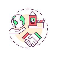 Action in third countries multi color concept icon. Four filter model of integrated border management. Round shape line illustration. Abstract idea. Graphic design. Easy to use in presentation vector