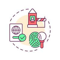 Boundaries control multi color concept icon. Security. Four filter model of integrated border management. Round shape line illustration. Abstract idea. Graphic design. Easy to use in presentation vector