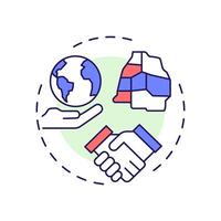 International cooperation multi color concept icon. Different countries relations. IBM coordination. Round shape line illustration. Abstract idea. Graphic design. Easy to use in presentation vector
