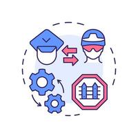 Operational integration multi color concept icon. Border control entities. Area of IBM collaboration. Round shape line illustration. Abstract idea. Graphic design. Easy to use in presentation vector