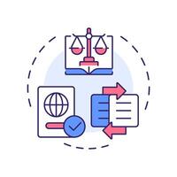 Legislative integration multi color concept icon. Law regulation. Area of IBM collaboration. Round shape line illustration. Abstract idea. Graphic design. Easy to use in promotional material vector