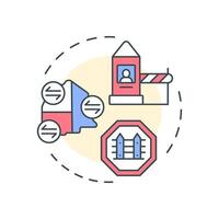 Delimitation and demarcation multi color concept icon. Clearly defining and marking borders. Goal of IBM. Round shape line illustration. Abstract idea. Graphic design. Easy to use in presentation vector