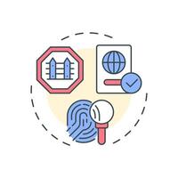Travel document security multi color concept icon. Strict ID verification protocols. Goal of IBM. Round shape line illustration. Abstract idea. Graphic design. Easy to use in presentation vector