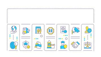 Border security management word concept isolated on white. Strategy of national safety. IBM. Creative illustration banner surrounded by editable line colorful icons vector