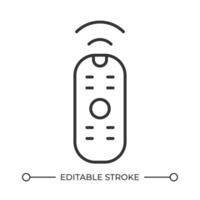 Remote control line icon. Digital home media appliance. Electronic device helping to operate from distance. Isolated illustration. Outline symbol. Simple linear drawing. Editable stroke vector