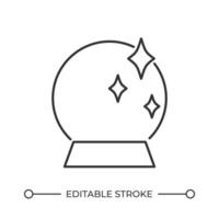 Magic crystal ball line icon. Predicting future artefact. Divining hidden information. Fortune telling attraction. Isolated illustration. Outline symbol. Simple linear drawing. Editable stroke vector