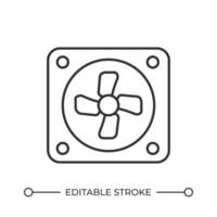Fan line icon. Air vent system. Climate control industrial equipment. Powerful conditioning device. Ventilation. Isolated illustration. Outline symbol. Simple linear drawing. Editable stroke vector