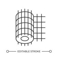 Wire mesh roll line icon. Architectural metal net for construction reinforcement. Building material storage. Isolated illustration. Outline symbol. Simple linear drawing. Editable stroke vector