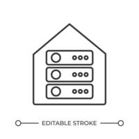 Digital data center line icon. Powerful servers operating on storage. Information processing systems. Computing. Isolated illustration. Outline symbol. Simple linear drawing. Editable stroke vector