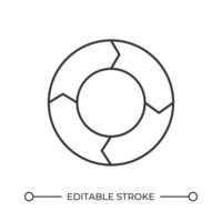 Circular sequence diagram line icon. Infographic showing regular workflow cycle. Business information analytics. Isolated illustration. Outline symbol. Simple linear drawing. Editable stroke vector