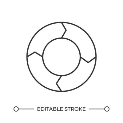 Circular sequence diagram line icon. Infographic showing regular workflow cycle. Business information analytics. Isolated illustration. Outline symbol. Simple linear drawing. Editable stroke