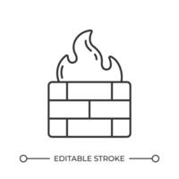 Firewall line icon. Isolated illustration. Network security system. Monitor, filter and control traffic. Isolated illustration. Outline symbol. Simple linear drawing. Editable stroke vector