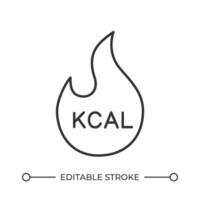 Burning calories line icon. Weight loss techniques. Healthy eating and regular activities. Dieting and sport. Isolated illustration. Outline symbol. Simple linear drawing. Editable stroke vector