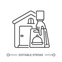 Door to door delivery line icon. Extra conveniences for customers. Shipping products to client home service. Isolated illustration. Outline symbol. Simple linear drawing. Editable stroke vector