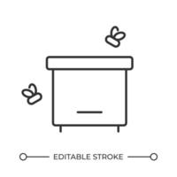 Beehive line icon. Keeping bees for honey manufacturing. Agricultural industry branch. Apiculture methods. Isolated illustration. Outline symbol. Simple linear drawing. Editable stroke vector