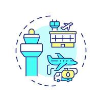 Aerodrome control multi color concept icon. Aircraft fueling. Air traffic towers. Service, technology. Round shape line illustration. Abstract idea. Graphic design. Easy to use in article, blog post vector