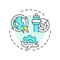 Air traffic services multi color concept icon. Tower control, guidance. Airspace management. Round shape line illustration. Abstract idea. Graphic design. Easy to use in article, blog post vector