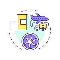Burn less fuel multi color concept icon. Aircraft management, flight operation. Aerodrome control. Round shape line illustration. Abstract idea. Graphic design. Easy to use in article, blog post vector