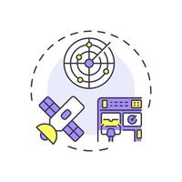 Aeronautical surveillance multi color concept icon. Satellite navigation, radar system. Round shape line illustration. Abstract idea. Graphic design. Easy to use in article, blog post vector