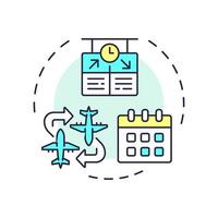 Traffic flow management multi color concept icon. Time, schedule. Flight route, coordination. Round shape line illustration. Abstract idea. Graphic design. Easy to use in article, blog post vector