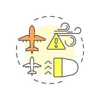 Wake turbulence multi color concept icon. Weather condition, airflow. Aircraft control loss. Round shape line illustration. Abstract idea. Graphic design. Easy to use in article, blog post vector