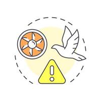 Wildlife strikes multi color concept icon. Aircraft damage. Alert, danger. Flight safety. Round shape line illustration. Abstract idea. Graphic design. Easy to use in article, blog post vector