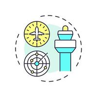 Airspace management multi color concept icon. Tower control, radar system. Flight tracking. Round shape line illustration. Abstract idea. Graphic design. Easy to use in article, blog post vector