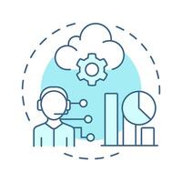 ITSM soft blue concept icon. It service management, maintenance. Cloud technology, statistics. Round shape line illustration. Abstract idea. Graphic design. Easy to use in blog post, presentation vector