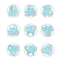 ITIL and Itsm soft blue concept icons. Software development, workflow organization. Customer experience. Icon pack. Round shape illustrations for blog post. Abstract idea vector