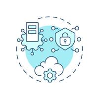 Information and technology soft blue concept icon. Cloud infrastructure. Dataservers, database. Cyber security. Round shape line illustration. Abstract idea. Graphic design. Easy to use vector