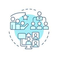 Organizations and people soft blue concept icon. Corporate hierarchy. Teamwork organization, workflow. Round shape line illustration. Abstract idea. Graphic design. Easy to use in blog post vector