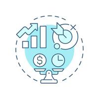 Focus on value soft blue concept icon. Cost efficiency. Statistical graph, analysis. Round shape line illustration. Abstract idea. Graphic design. Easy to use in blog post, presentation vector