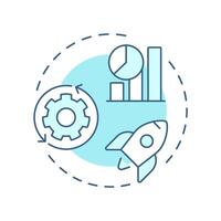 Value streams and processes soft blue concept icon. Statistical metrics. Efficiency, productivity. Round shape line illustration. Abstract idea. Graphic design. Easy to use in blog post vector