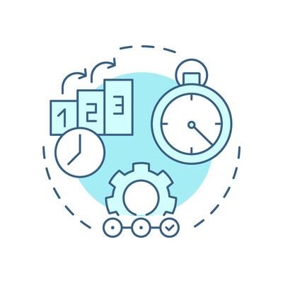 Progress iteratively with feedback soft blue concept icon. Efficiency, productivity. Round shape line illustration. Abstract idea. Graphic design. Easy to use in blog post, presentation