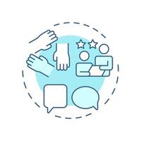 Think and work holistically soft blue concept icon. Teamwork assistance, support. Round shape line illustration. Abstract idea. Graphic design. Easy to use in blog post, presentation vector