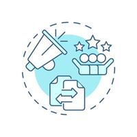 Collaborate and promote visibility soft blue concept icon. Customer feedback, experience. Round shape line illustration. Abstract idea. Graphic design. Easy to use in blog post, presentation vector