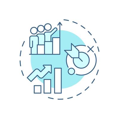 Business it alignment soft blue concept icon. Prioritization framework. Efficiency, productivity. Round shape line illustration. Abstract idea. Graphic design. Easy to use in blog post