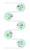 ITIL guiding principles infographic vertical sequence. Teamwork organization, marketing. Visualization infochart with 7 steps. Circles workflow vector