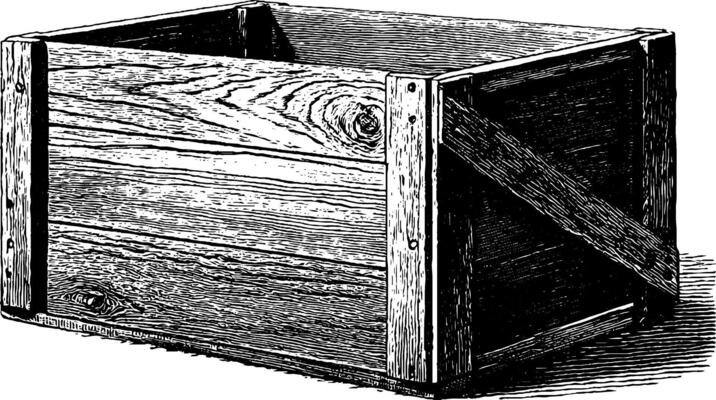 Vintage wooden crate with planks and cross supports.